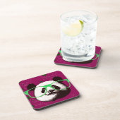 Steampunk Panda-Beer in bril met Mustache Bier Onderzetter (Rechterzijde)