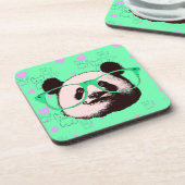 Steampunk Panda-Beer in bril met Mustache Bier Onderzetter (Linkerzijde)