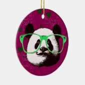 Steampunk Panda-Beer in bril met Mustache Keramisch Ornament (Rechts)