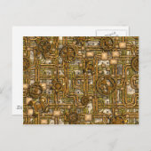 Steampunk-paneel - Tandwielen en pijpen - messing Briefkaart (Voorkant / Achterkant)