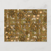 Steampunk-paneel - Tandwielen en pijpen - messing Briefkaart (Voorkant)