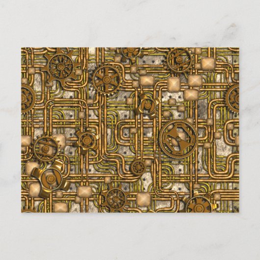 Steampunk-paneel - Tandwielen en pijpen - messing Briefkaart (Voorkant)