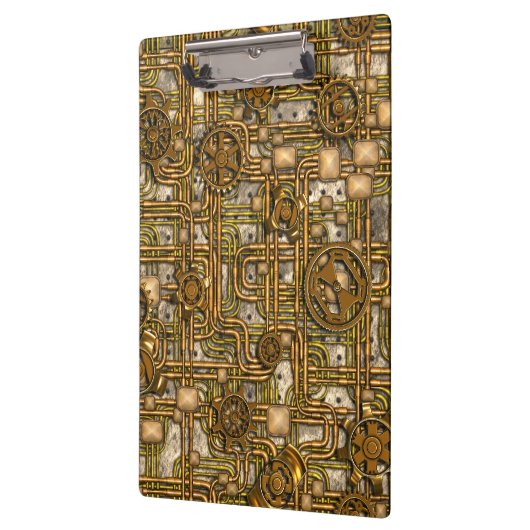 Steampunk-paneel - Tandwielen en pijpen - messing Klembord (Links)
