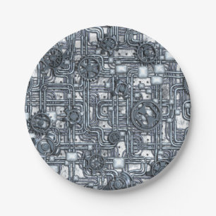 Steampunk-paneel - Tandwielen en pijpen - Staal Papieren Bordje