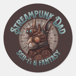 Steampunk Papa Konijn Ronde Sticker