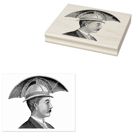 Steampunk Paraplu Pet Man Art Stamp Rubberstempel (Gestempeld)