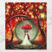 Steampunk Parapluu Bruid Wijn Etiket (Enkel label)