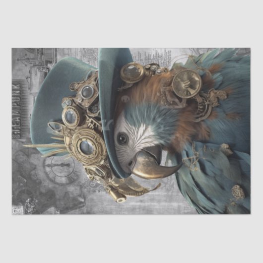Steampunk Parrot Tissue Paper Tissuepapier (Voorkant)