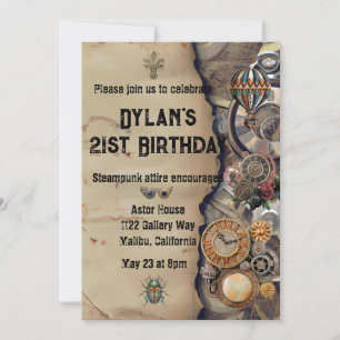 Steampunk Party Invitation victorienne Vintage
