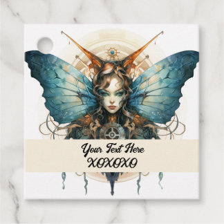 Steampunk party vlinder bedankjes labels