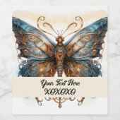 Steampunk party vlinder wijn etiket (Enkel label)