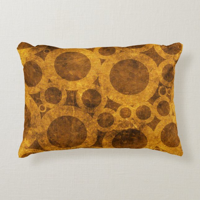 Steampunk Pattern Grunge Brown Gold Accent Pillow Kussen (Voorkant)
