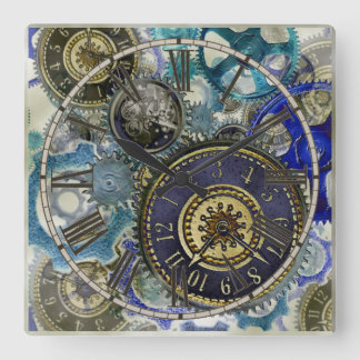 Steampunk Patterns wheels, gears cogs and things Vierkante Klok
