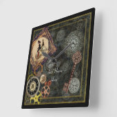 Steampunk Patterns wheels, gears cogs and things Vierkante Klok (Hoek)