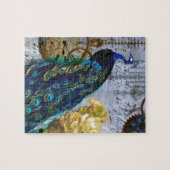 steampunk pauw gele rozenklok legpuzzel (Horizontaal)