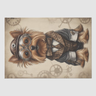 Steampunk Paws: De Yorkshire Terrier Decoupage Tissuepapier