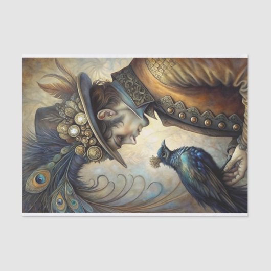 Steampunk Peacock Gentleman Decoupage Tissuepapier (Voorkant)