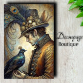 Steampunk Peacock Gentleman Decoupage Tissuepapier
