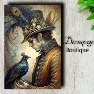 Steampunk Peacock Gentleman Decoupage Tissuepapier