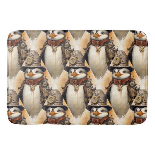Steampunk Penguin 1 Patroon Badmat (Voorkant)