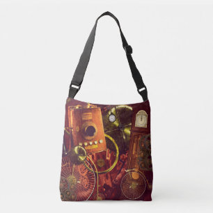 Steampunk penny-farthing grootvader kloktandwielen crossbody tas