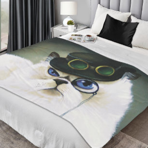 Steampunk Persian Cat Fleece Deken