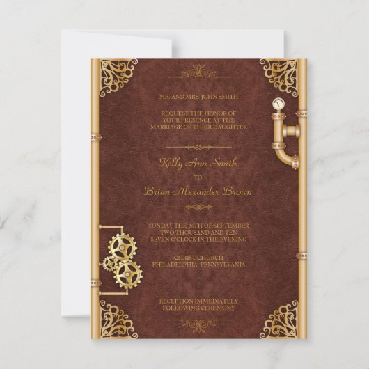 Steampunk Petite Invitation Rectangulaire (Devant)