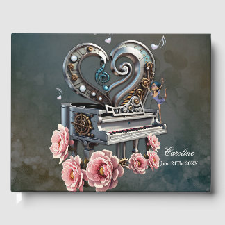 Steampunk piano met hart gastenboek