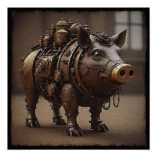 Steampunk Pig I Perfect Poster