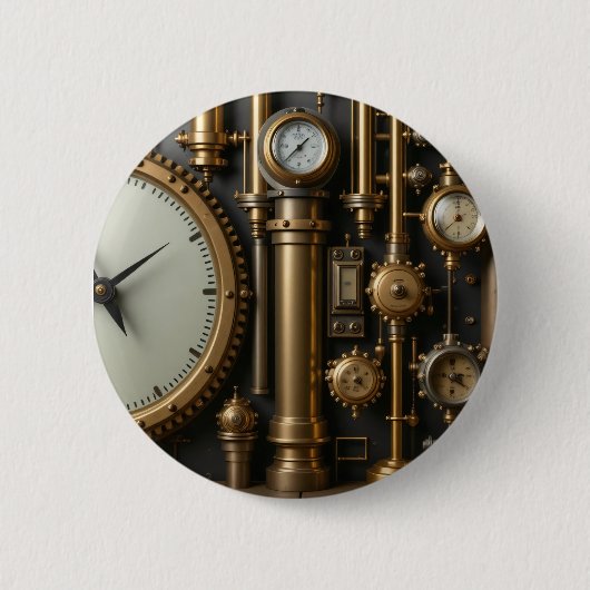 Steampunk Pijpen en Gages Button (Voorkant)