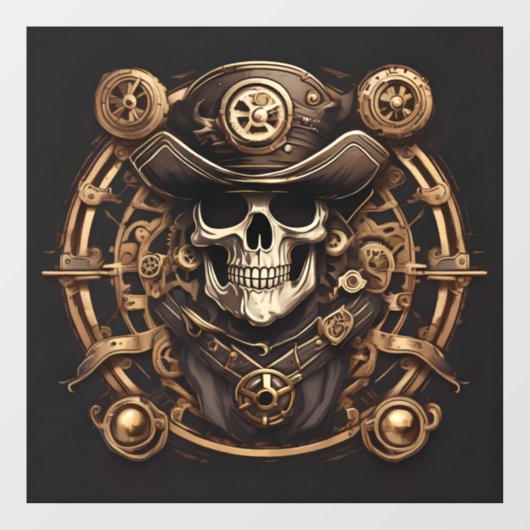 Steampunk Pirate Skull Venster Cling Raamsticker (Vel)