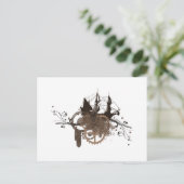 Steampunk piratenschip briefkaart (Staand voorkant)