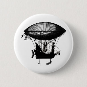Steampunk piratenschip ronde button 5,7 cm