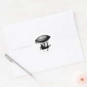 Steampunk piratenschip ronde sticker (Envelop)