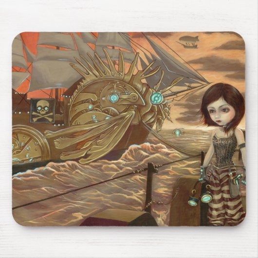 Steampunk Pirates:  Maritime Sunset Mousepad Muismat (Voorkant)