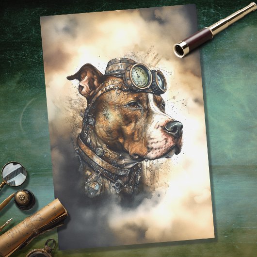 Steampunk Pit Bull 4 Decoupage papier