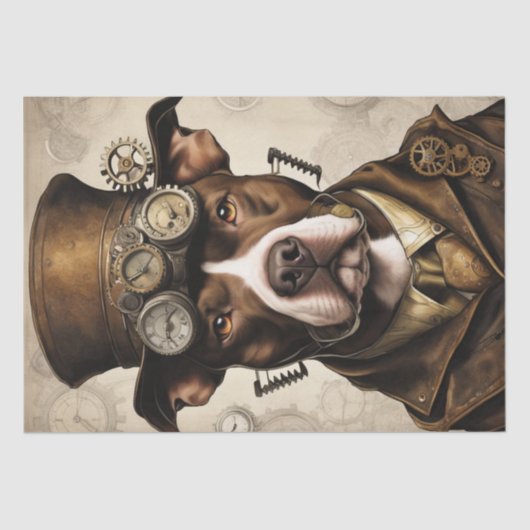 Steampunk Pitbull Decoupage Papier (Voorkant)