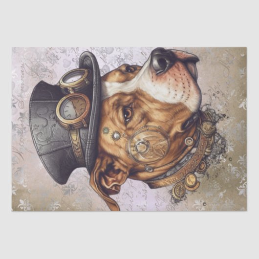 Steampunk Pitbull Dog Tissuepapier (Voorkant)
