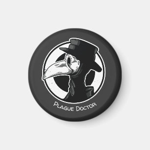 Steampunk Plague Doctor Bird Mask B/W Magneet