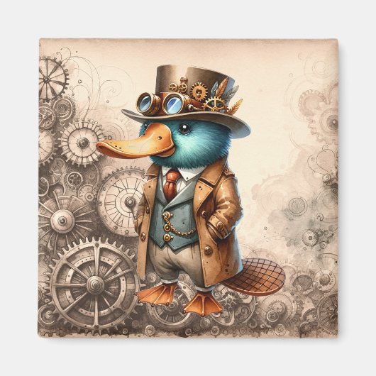 Steampunk Platypus Magnet Magneet (Voorkant)