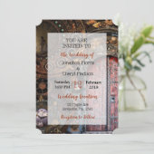 Steampunk Pocket horloge Bruiloft Uitnodigingen (Staand voorkant)