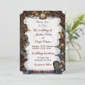 Steampunk Pocket horloge Bruiloft Uitnodigingen (Staand voorkant)