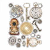 Steampunk Pocket watch Gears Skeleton Keys collage Sticker (Voorkant)