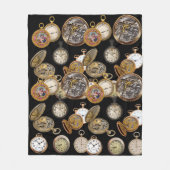 Steampunk Pocket Watts Time Objects Collage Fleece Deken (Voorkant)