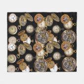 Steampunk Pocket Watts Time Objects Collage Fleece Deken (Voorkant (Horizontaal))
