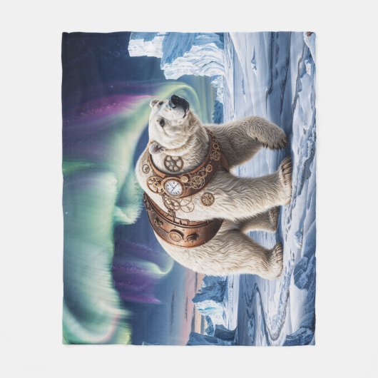 Steampunk Polar Beer en Aurora Art Fleece Deken (Voorkant)