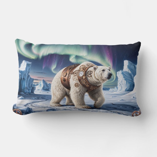 Steampunk Polar Beer en Aurora Art Kussen (Voorkant)