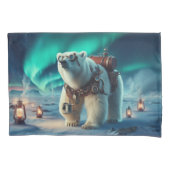 Steampunk Polar Beer en Aurora Art Kussensloop (Voorkant)