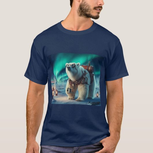 Steampunk Polar Beer en Aurora Art T-shirt (Voorkant)