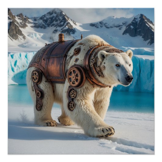 Steampunk Polar Beer Warrior Perfect Poster (Voorkant)